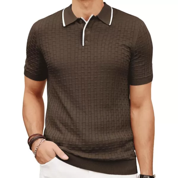 PJ PAUL JONES Mens Knitted Polo Shirts Short Sleeve Texture Summer Polo T Shirt Casual Pullover Polo Shirt