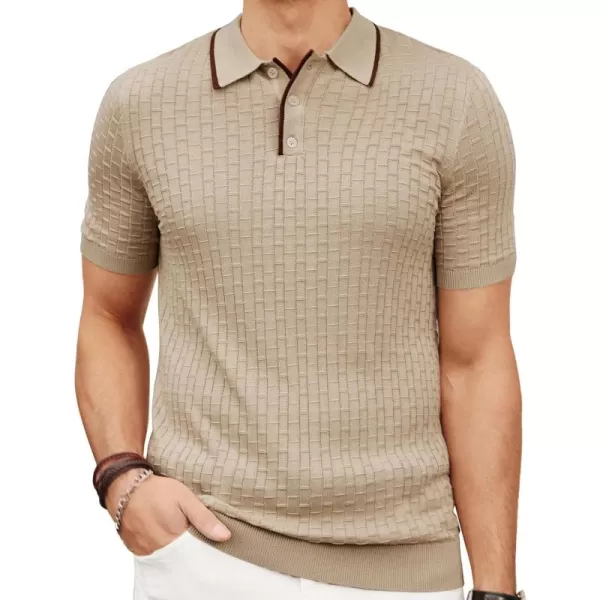 PJ PAUL JONES Mens Knitted Polo Shirts Short Sleeve Texture Summer Polo T Shirt Casual Pullover Polo Shirt