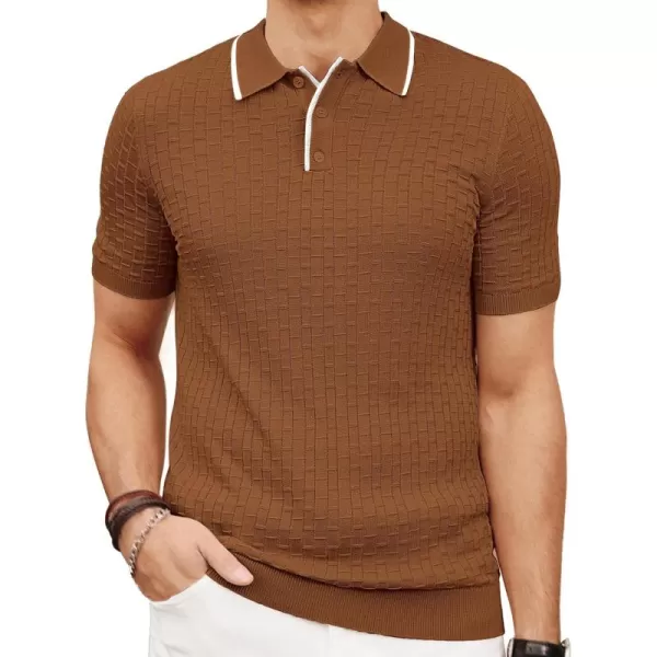 PJ PAUL JONES Mens Knitted Polo Shirts Short Sleeve Texture Summer Polo T Shirt Casual Pullover Polo Shirt
