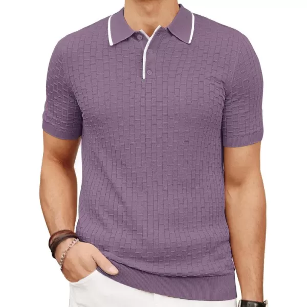 PJ PAUL JONES Mens Knitted Polo Shirts Short Sleeve Texture Summer Polo T Shirt Casual Pullover Polo Shirt