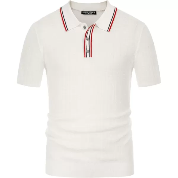 PJ PAUL JONES Mens Knitted Polo Shirts Short Sleeve Textured Pullover Golf Polo T Shirts