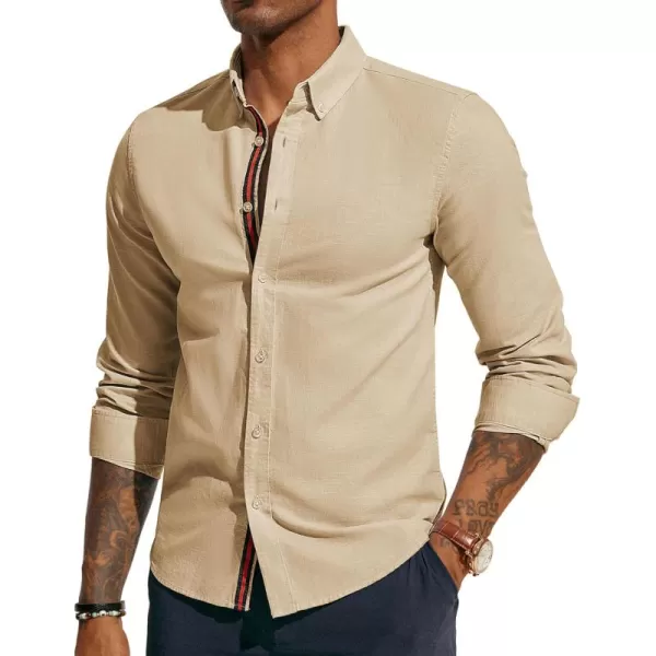 PJ PAUL JONES Men's Linen Shirts Long Sleeve Casual Button Down Shirt Breathable Dress Shirts