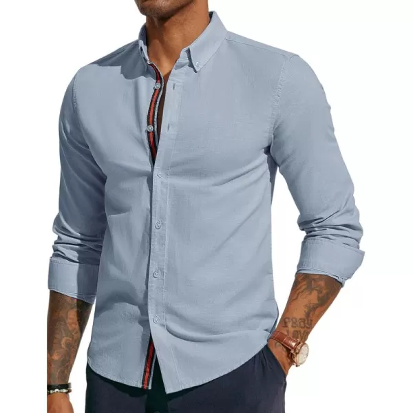 PJ PAUL JONES Men's Linen Shirts Long Sleeve Casual Button Down Shirt Breathable Dress Shirts