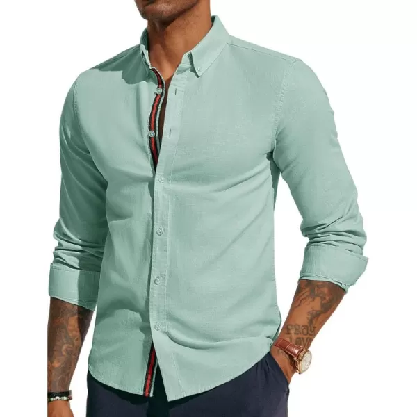 PJ PAUL JONES Men's Linen Shirts Long Sleeve Casual Button Down Shirt Breathable Dress Shirts