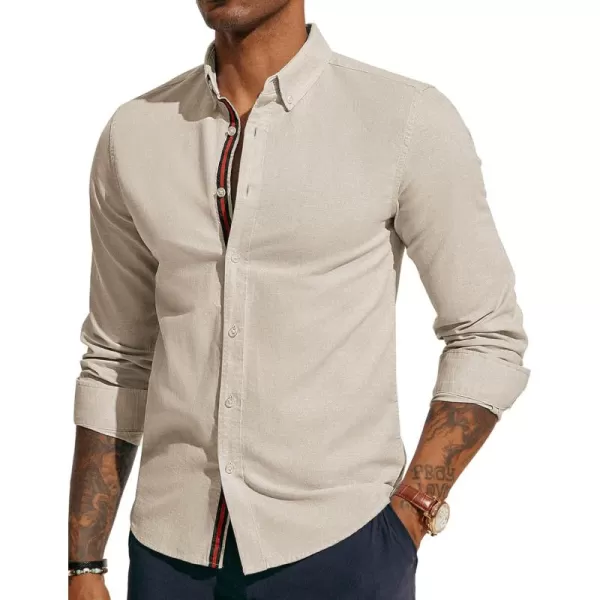 PJ PAUL JONES Men's Linen Shirts Long Sleeve Casual Button Down Shirt Breathable Dress Shirts