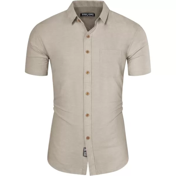 PJ PAUL JONES Men's Linen Shirts Short Sleeve Casual Button Down Shirts Summer Beach Shirt with Pocket