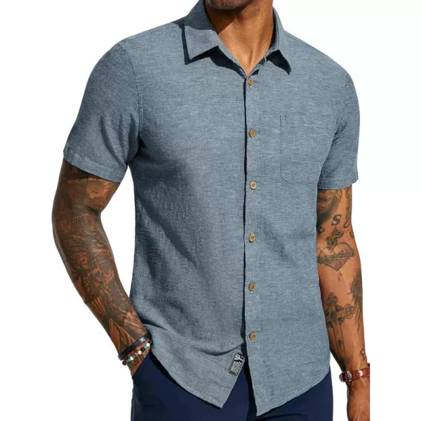 PJ PAUL JONES Men's Linen Shirts Short Sleeve Casual Button Down Shirts Summer Beach Shirt with Pocket