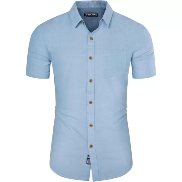 PJ PAUL JONES Men's Linen Shirts Short Sleeve Casual Button Down Shirts Summer Beach Shirt with Pocket