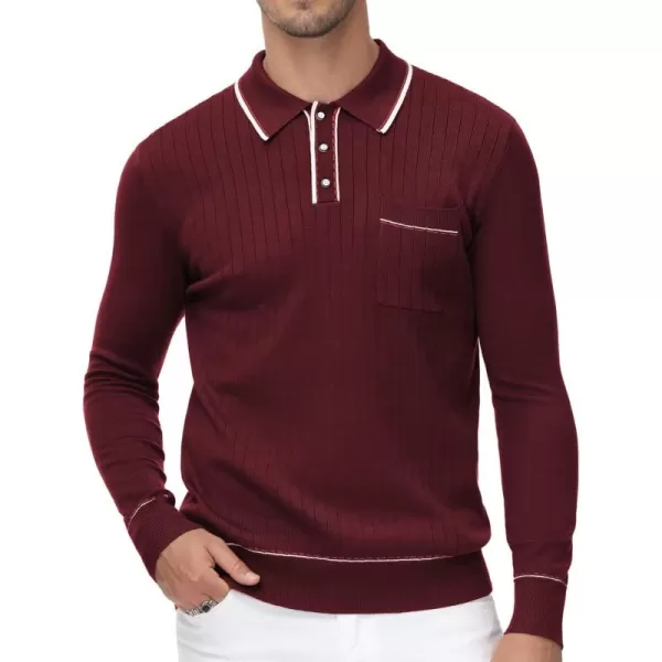 PJ PAUL JONES Mens Long Sleeve Pullover Sweaters Vintage Button-Up Knit Shirt