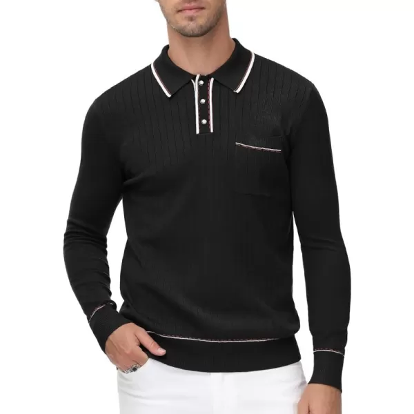 PJ PAUL JONES Mens Long Sleeve Pullover Sweaters Vintage Button-Up Knit Shirt