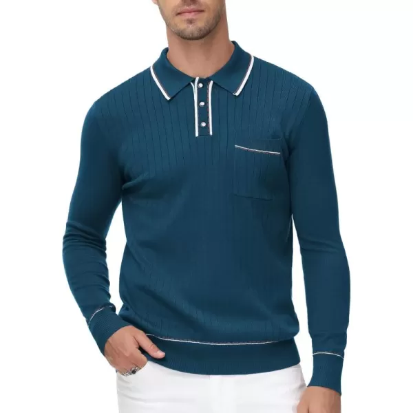 PJ PAUL JONES Mens Long Sleeve Pullover Sweaters Vintage Button-Up Knit Shirt