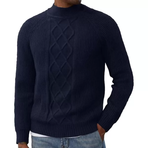 PJ PAUL JONES Men's Mock Turtleneck Sweater Casual Cable Knit Twisted Pullover Sweaters
