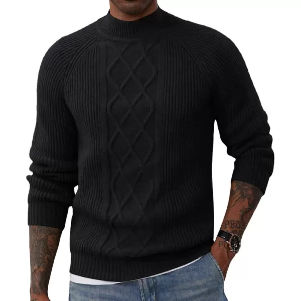 PJ PAUL JONES Men's Mock Turtleneck Sweater Casual Cable Knit Twisted Pullover Sweaters
