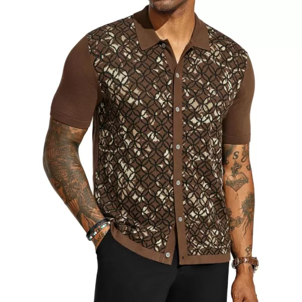 PJ PAUL JONES Mens Old Money Polo Shirt Vintage Lapel Collar Knit Shirt Pattern Short Sleeve Button Down Shirt