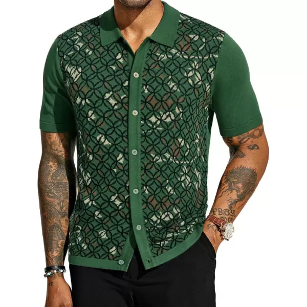 PJ PAUL JONES Mens Old Money Polo Shirt Vintage Lapel Collar Knit Shirt Pattern Short Sleeve Button Down Shirt