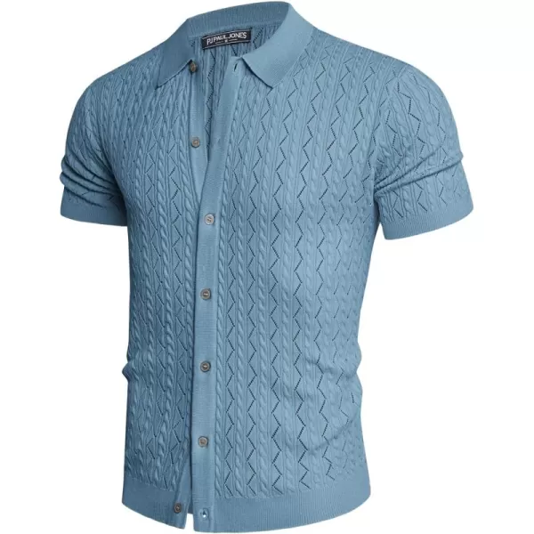 PJ PAUL JONES Men's Polo Shirt Hollowed-Out Textured Casual Knitted Golf Shirt
