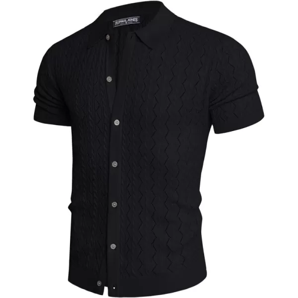 PJ PAUL JONES Men's Polo Shirt Hollowed-Out Textured Casual Knitted Golf Shirt