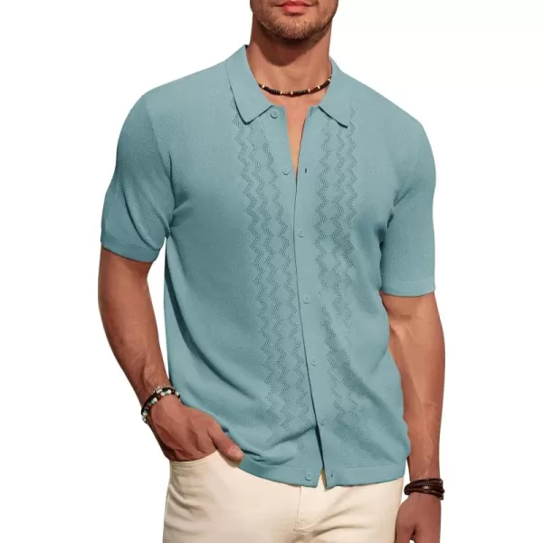 PJ PAUL JONES Men's Polo Shirts Breathable Knit Shirt Vintage Knitted Shirt Short Sleeve Hollowed Out Clothing