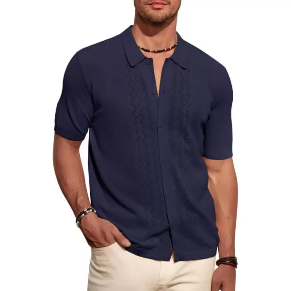 PJ PAUL JONES Men's Polo Shirts Breathable Knit Shirt Vintage Knitted Shirt Short Sleeve Hollowed Out Clothing