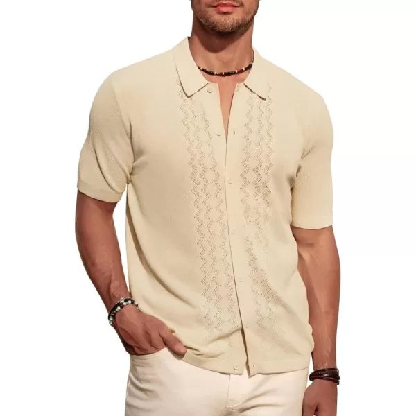 PJ PAUL JONES Men's Polo Shirts Breathable Knit Shirt Vintage Knitted Shirt Short Sleeve Hollowed Out Clothing