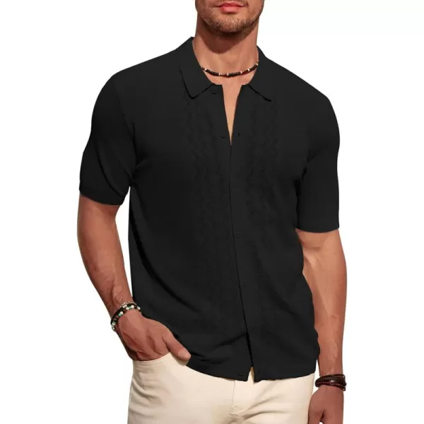PJ PAUL JONES Men's Polo Shirts Breathable Knit Shirt Vintage Knitted Shirt Short Sleeve Hollowed Out Clothing