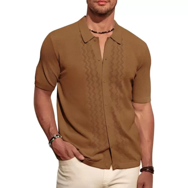 PJ PAUL JONES Men's Polo Shirts Breathable Knit Shirt Vintage Knitted Shirt Short Sleeve Hollowed Out Clothing