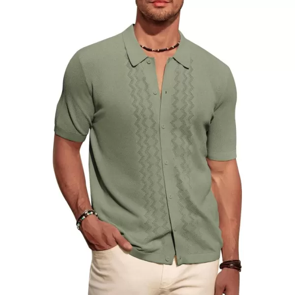 PJ PAUL JONES Men's Polo Shirts Breathable Knit Shirt Vintage Knitted Shirt Short Sleeve Hollowed Out Clothing