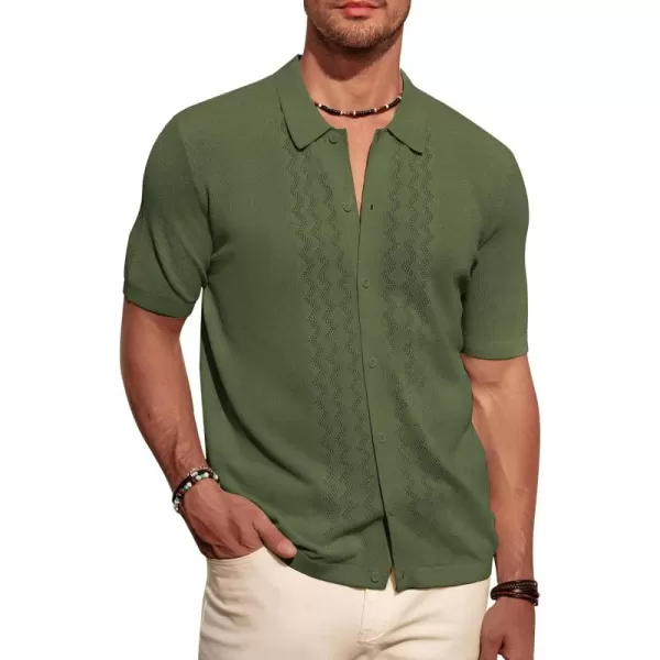 PJ PAUL JONES Men's Polo Shirts Breathable Knit Shirt Vintage Knitted Shirt Short Sleeve Hollowed Out Clothing