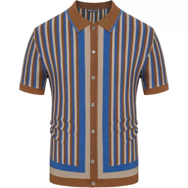 PJ PAUL JONES Men's Polo Shirts Retro Knit Shirt Vintage Striped Shirt