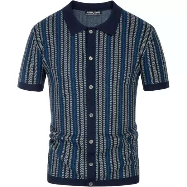 PJ PAUL JONES Men's Polo Shirts Retro Knit Shirt Vintage Striped Shirt