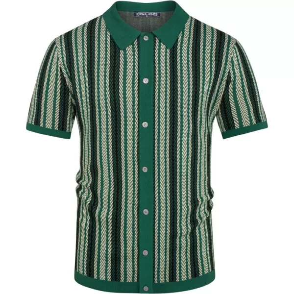 PJ PAUL JONES Men's Polo Shirts Retro Knit Shirt Vintage Striped Shirt