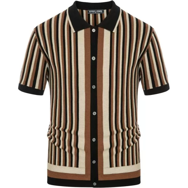 PJ PAUL JONES Men's Polo Shirts Retro Knit Shirt Vintage Striped Shirt