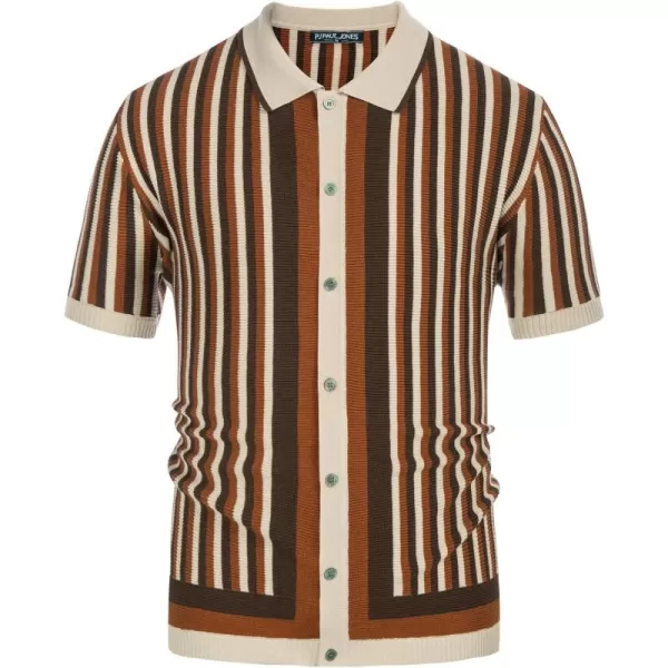 PJ PAUL JONES Men's Polo Shirts Retro Knit Shirt Vintage Striped Shirt