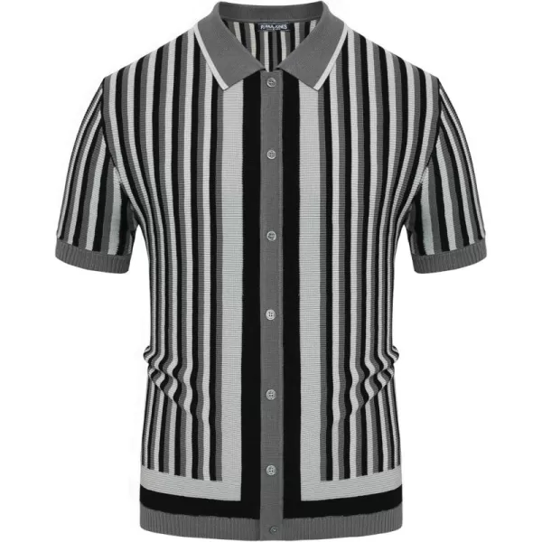 PJ PAUL JONES Men's Polo Shirts Retro Knit Shirt Vintage Striped Shirt