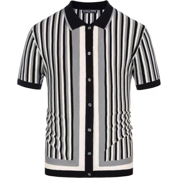 PJ PAUL JONES Men's Polo Shirts Retro Knit Shirt Vintage Striped Shirt