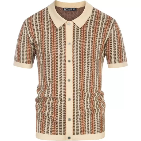 PJ PAUL JONES Men's Polo Shirts Retro Knit Shirt Vintage Striped Shirt