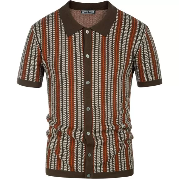 PJ PAUL JONES Men's Polo Shirts Retro Knit Shirt Vintage Striped Shirt