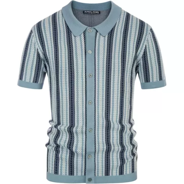 PJ PAUL JONES Men's Polo Shirts Retro Knit Shirt Vintage Striped Shirt