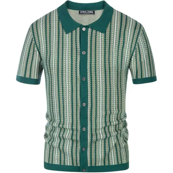 PJ PAUL JONES Men's Polo Shirts Retro Knit Shirt Vintage Striped Shirt