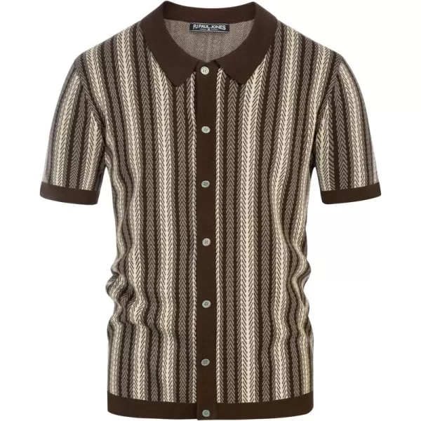PJ PAUL JONES Men's Polo Shirts Retro Knit Shirt Vintage Striped Shirt