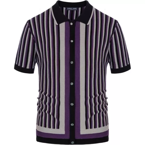 PJ PAUL JONES Men's Polo Shirts Retro Knit Shirt Vintage Striped Shirt