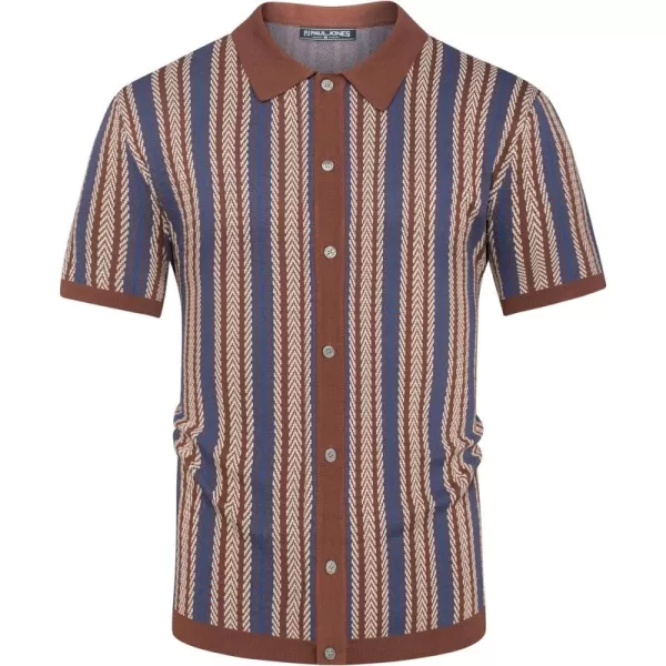 PJ PAUL JONES Men's Polo Shirts Retro Knit Shirt Vintage Striped Shirt