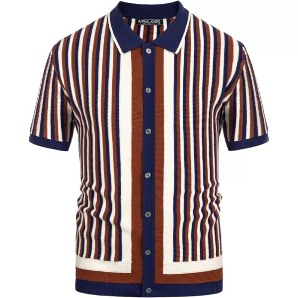 PJ PAUL JONES Men's Polo Shirts Retro Knit Shirt Vintage Striped Shirt