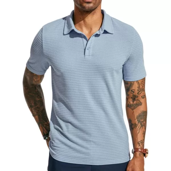 PJ PAUL JONES Men's Polo Shirts Short Sleeve Breathable Hollow Out Knit Textured Casual Shirts