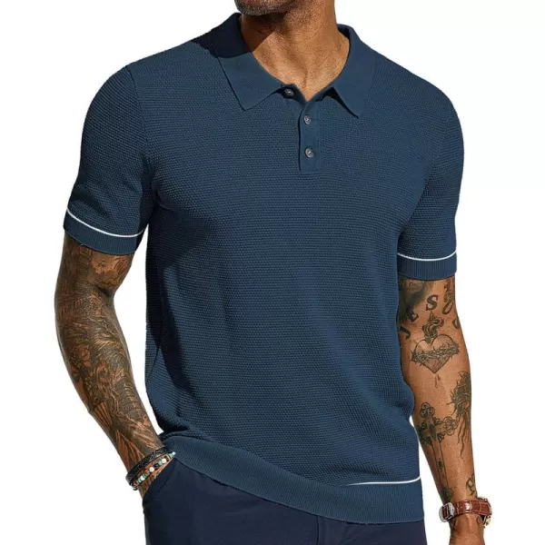 PJ PAUL JONES Mens Polo Shirts Short Sleeve Textured Knit Polo Shirts