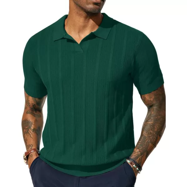 PJ PAUL JONES Mens Polo Shirts Textured Knit V-Neck Golf Polo Shirts