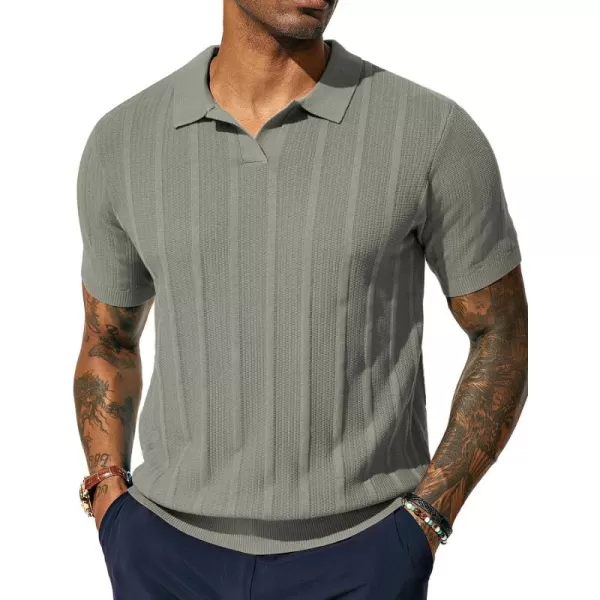 PJ PAUL JONES Mens Polo Shirts Textured Knit V-Neck Golf Polo Shirts