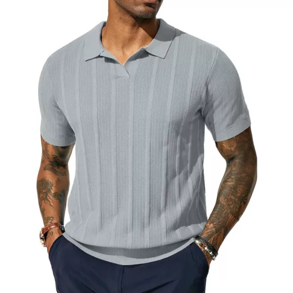 PJ PAUL JONES Mens Polo Shirts Textured Knit V-Neck Golf Polo Shirts