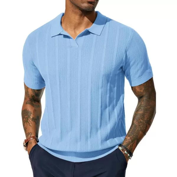 PJ PAUL JONES Mens Polo Shirts Textured Knit V-Neck Golf Polo Shirts