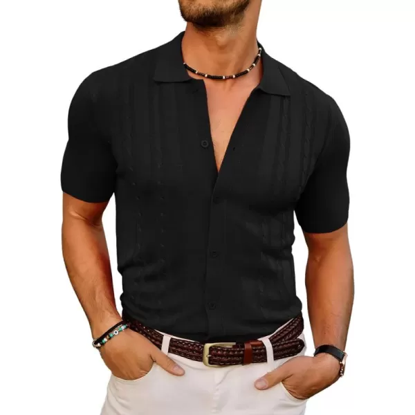 PJ PAUL JONES Mens Polo Shirts Vintage Striped Button Down Knitted Golf Shirts